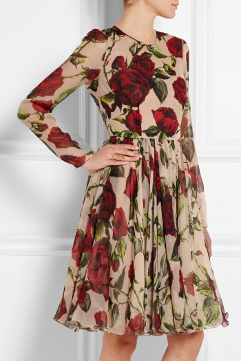 Floral silk chiffon dress