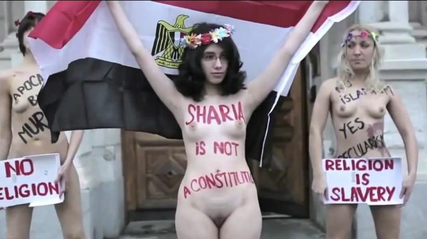 Muslim woman protest topless