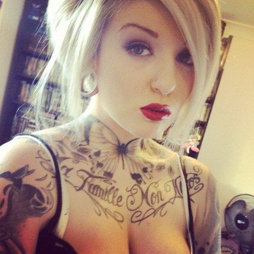 Blonde tattoo pierced fake