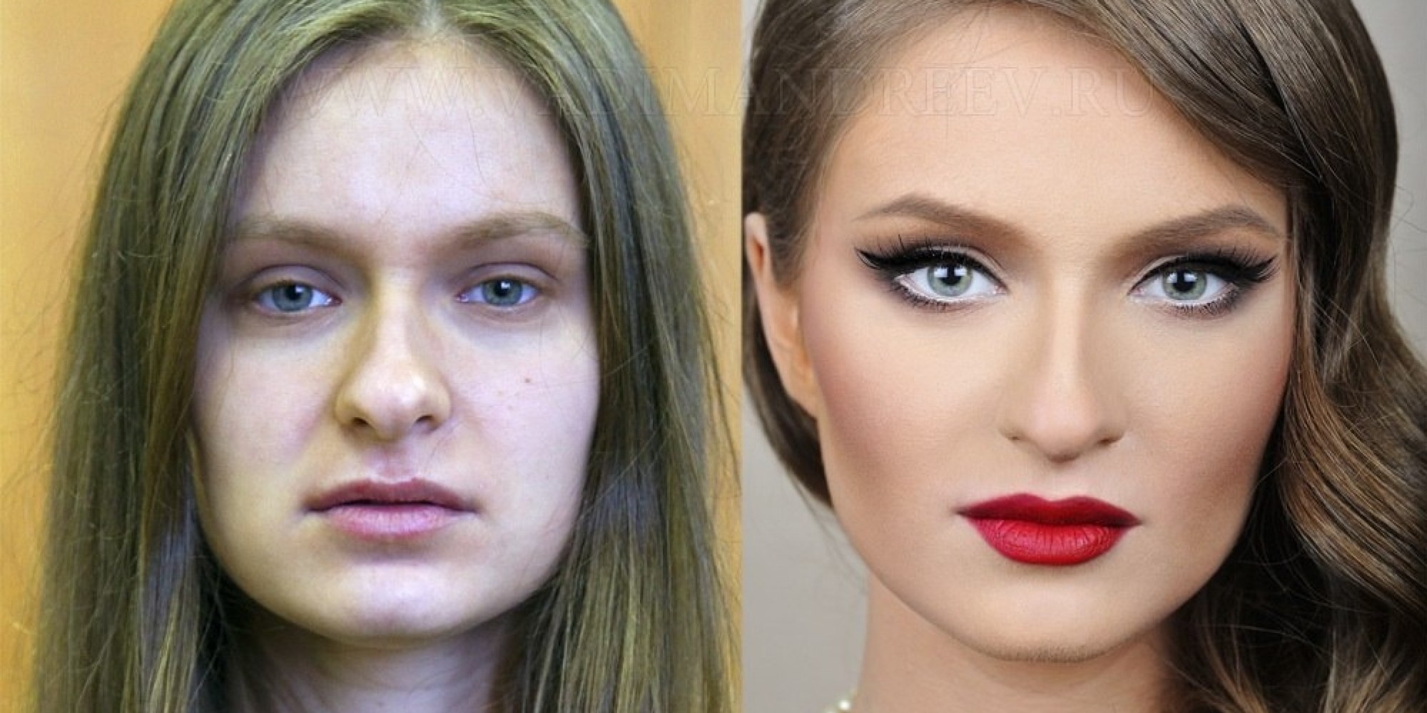 without before Girls after makeup and