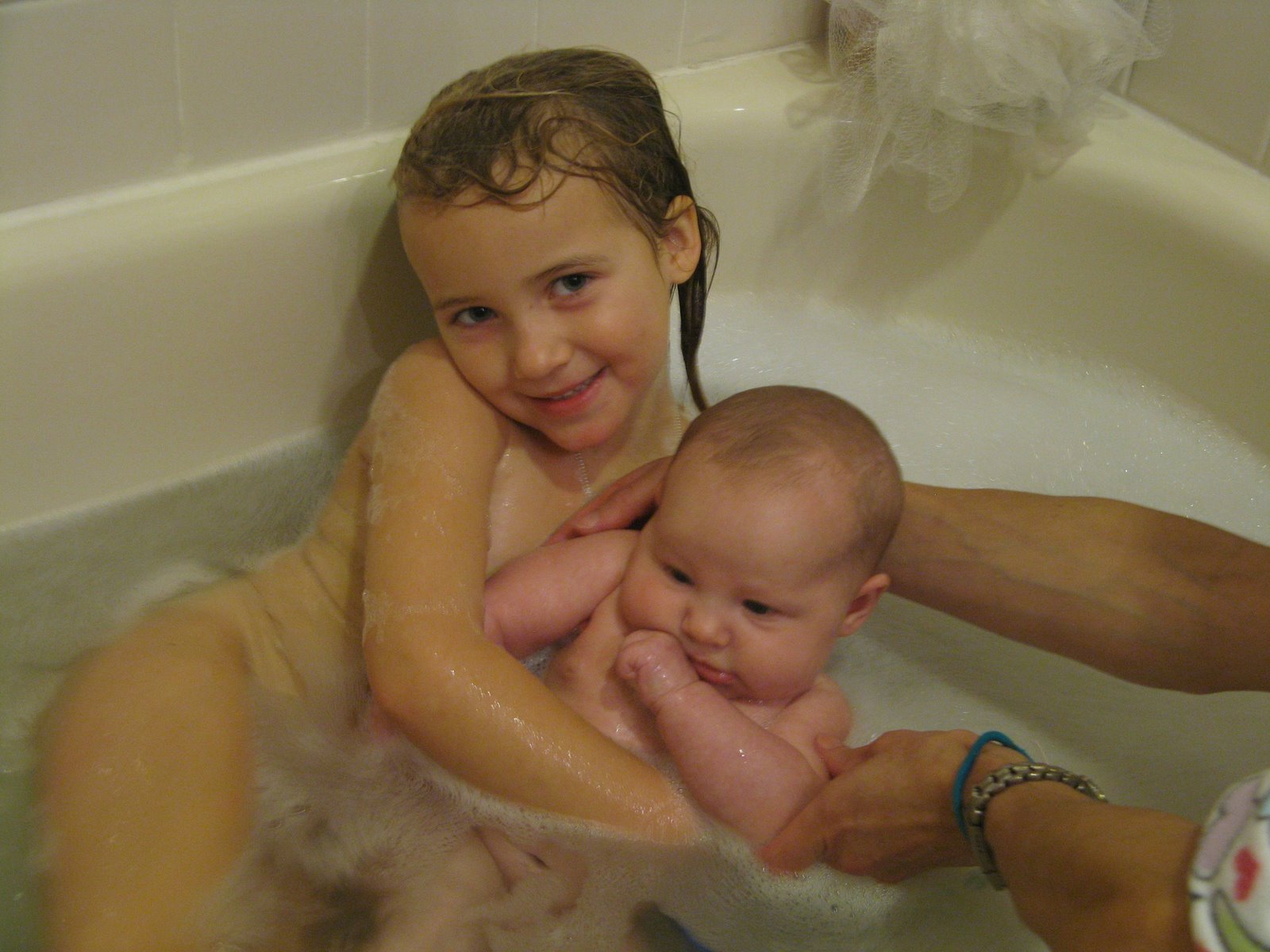 Young teen girl bath time