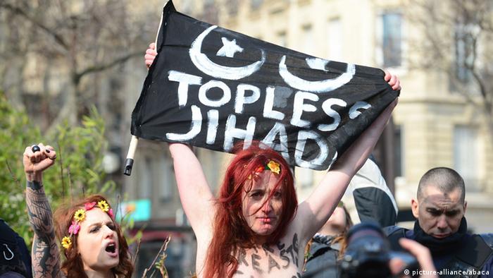 protest topless woman Muslim