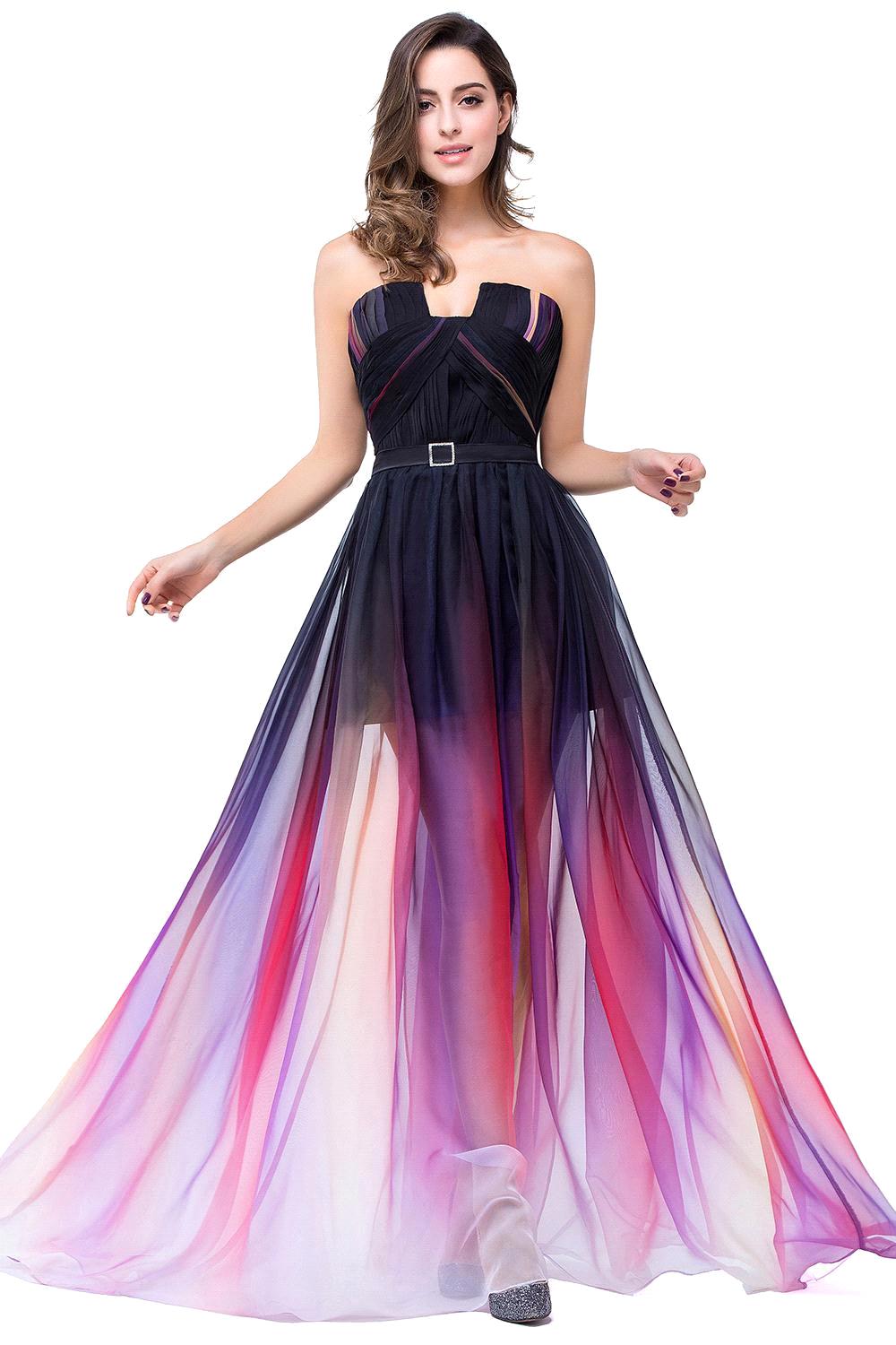 Pink and black ombre prom dresses