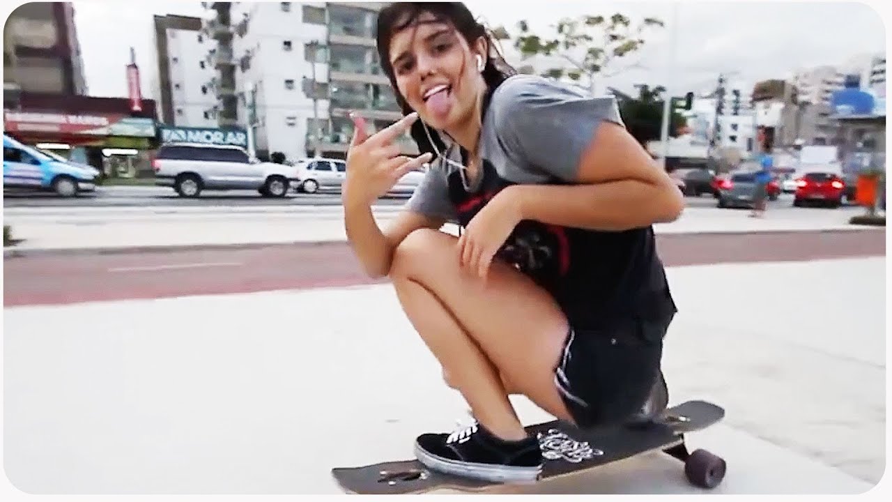 skateboard on Cute girl
