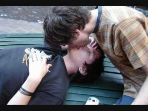 Teen boys kissing