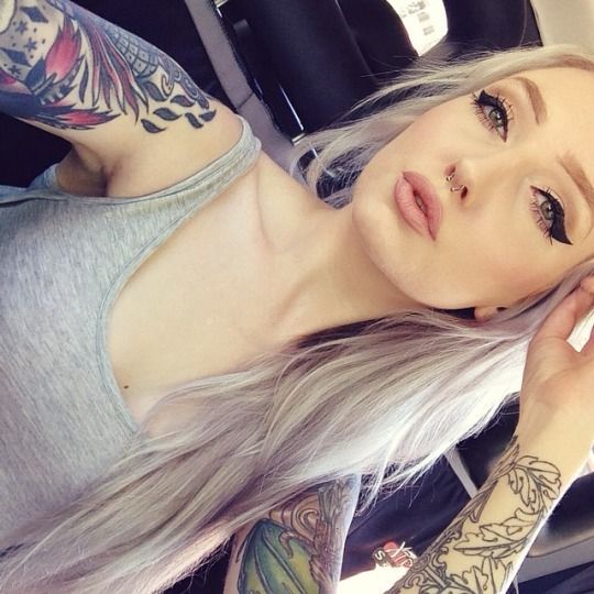 Blonde tattoo pierced fake