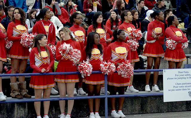College cheerleaders candid