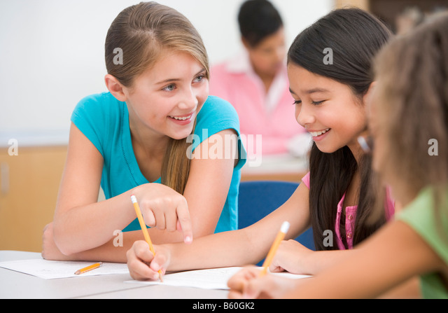 Teen girls in classroom