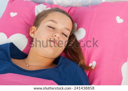 Sleeping teen facial