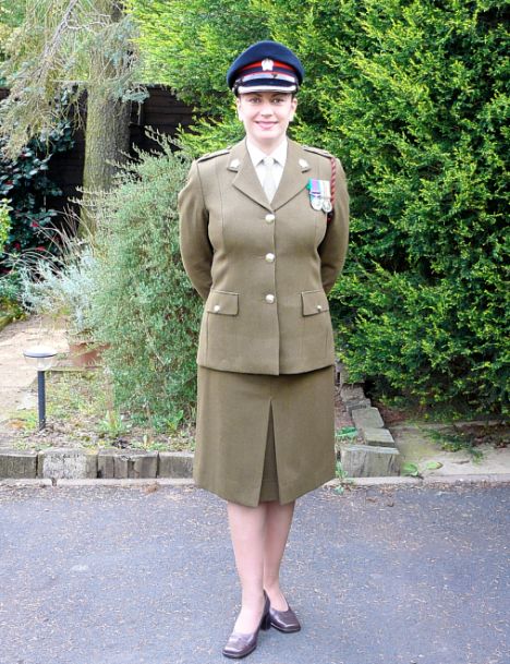 Nude female soldier uniform