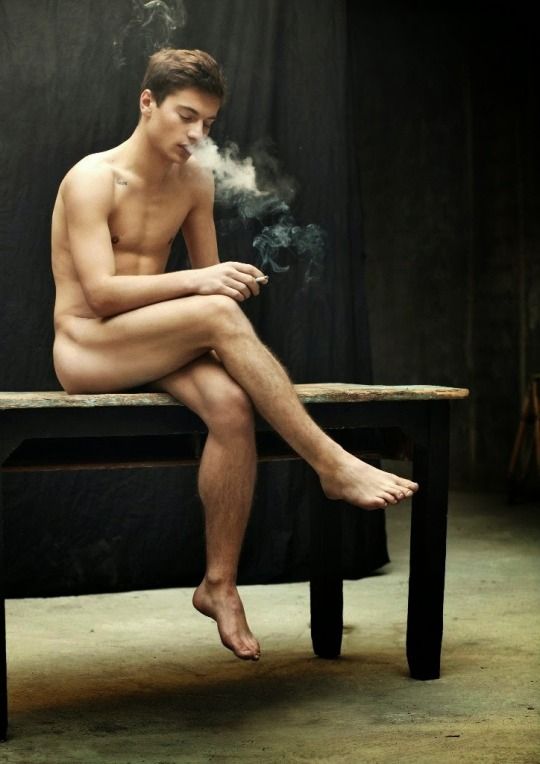 Naked gay hunks smoking