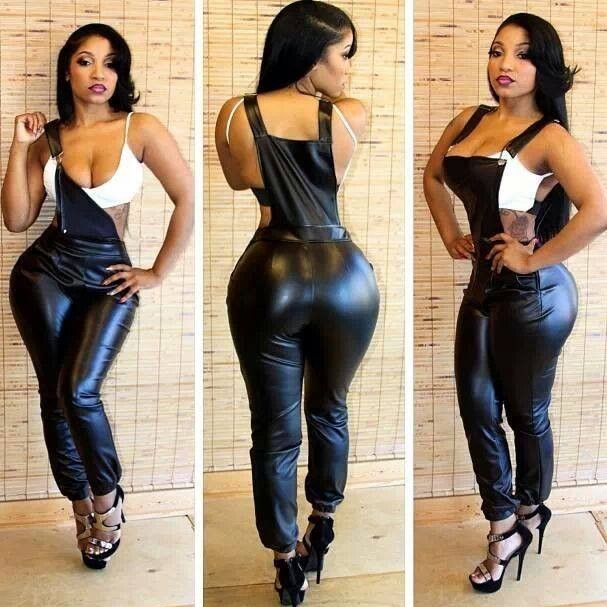 Sexy black girl in leather suit pictures