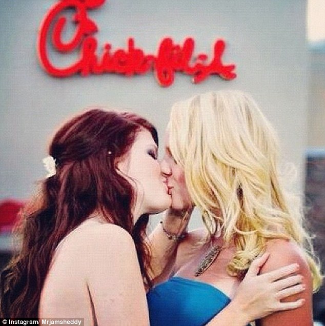 Cute lesbian girls kissing