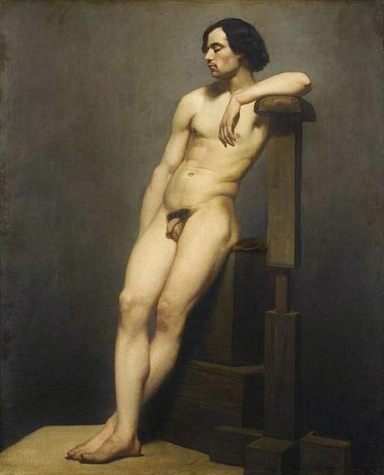 Nude art model painting