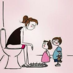 Mom sitting on toilet