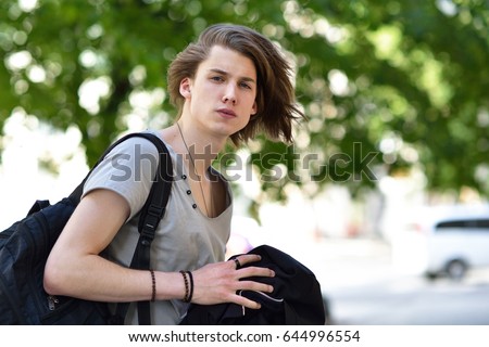 Teen old man young girl outdoors