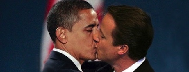 Barack obama kissing david cameron
