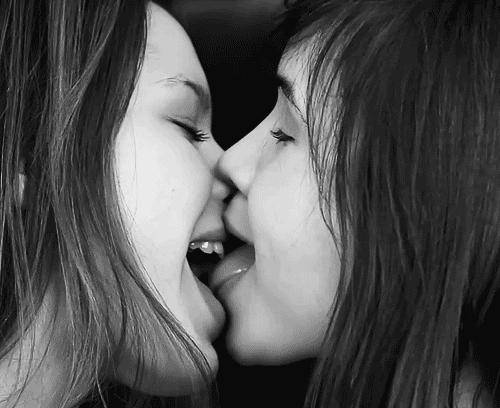 Cute lesbian girls kissing